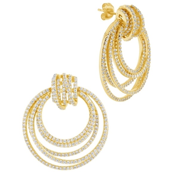 STERLING FOREVER • Gold Circle Knot Drop Hoop Earrings - Picture 3 of 4
